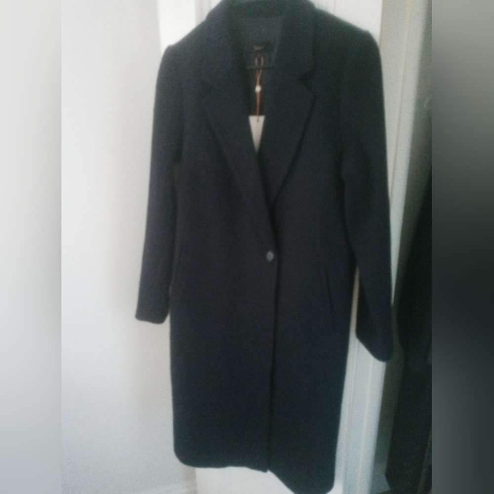 Quince Italian Wool Long Classic Coat. Navy. Small. Perfect Condition. - Picture 7 of 17
